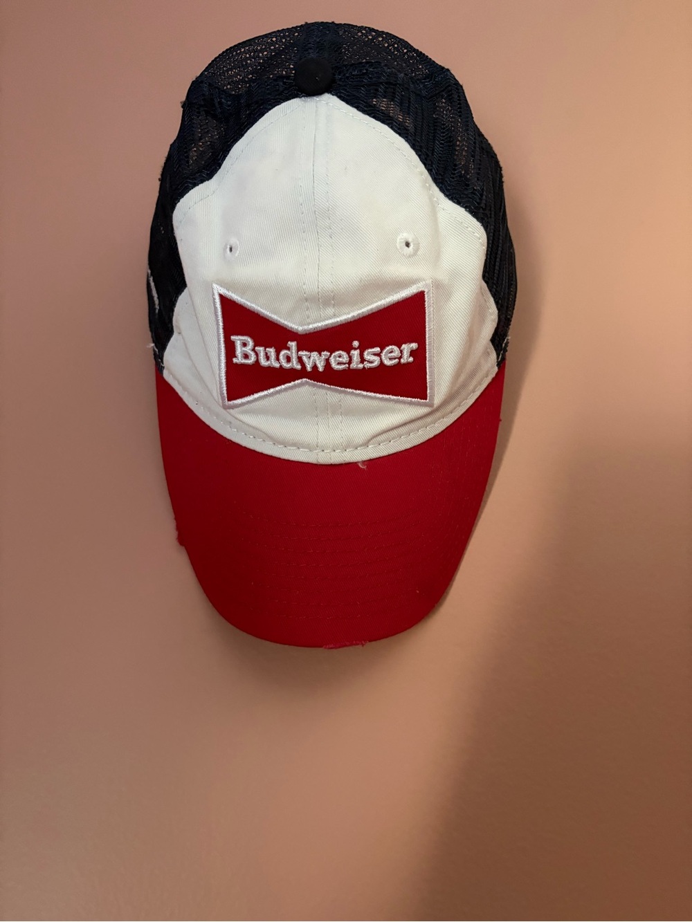 Budweiser Red White and Black Mesh Baseball Cap